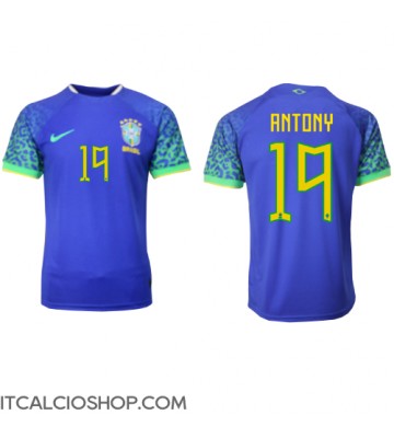 Brasile Antony #19 Seconda Maglia Mondiali 2022 Manica Corta
